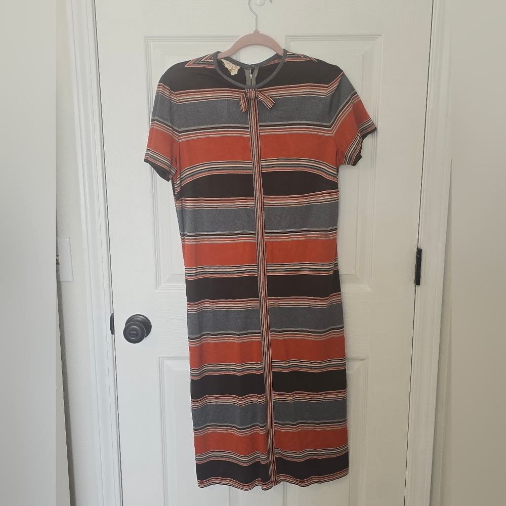 Vintage 1970s Vivo Susan Thomas Striped Midi Dress Mod Secretary NO SIZE - FLAWS